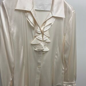 St. John couture Cream Silk Blouse